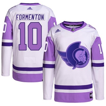 Authentic Adidas Men's Alex Formenton Ottawa Senators Hockey Fights Cancer Primegreen Jersey - White/Purple