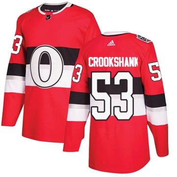 Authentic Adidas Men's Angus Crookshank Ottawa Senators 2017 100 Classic Jersey - Red