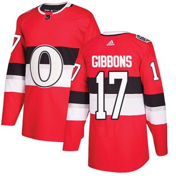 Authentic Adidas Men's Brian Gibbons Ottawa Senators 2017 100 Classic Jersey - Red