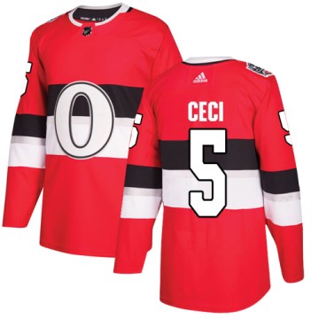 Authentic Adidas Men's Cody Ceci Ottawa Senators 2017 100 Classic Jersey - Red
