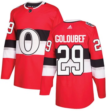 Authentic Adidas Men's Cody Goloubef Ottawa Senators 2017 100 Classic Jersey - Red