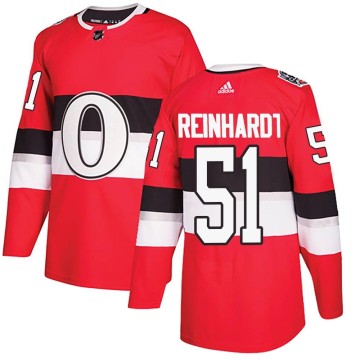 Authentic Adidas Men's Cole Reinhardt Ottawa Senators 2017 100 Classic Jersey - Red