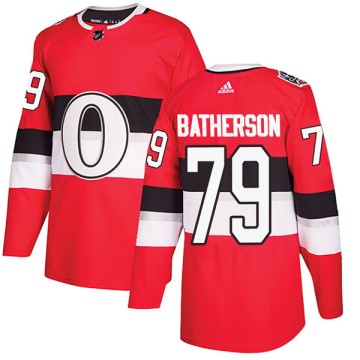 Authentic Adidas Men's Drake Batherson Ottawa Senators 2017 100 Classic Jersey - Red