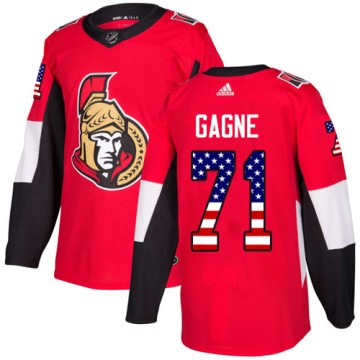Authentic Adidas Men's Gabriel Gagne Ottawa Senators USA Flag Fashion Jersey - Red