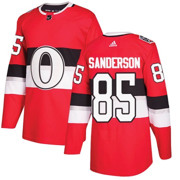 Authentic Adidas Men's Jake Sanderson Ottawa Senators 2017 100 Classic Jersey - Red