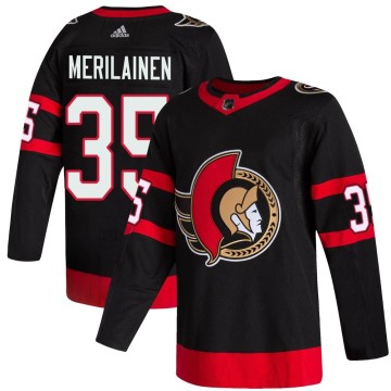 Authentic Adidas Men's Leevi Merilainen Ottawa Senators 2020/21 Home Jersey - Black