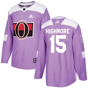 Authentic Adidas Men's Matthew Highmore Ottawa Senators Fights Cancer Practice Jersey - Purple