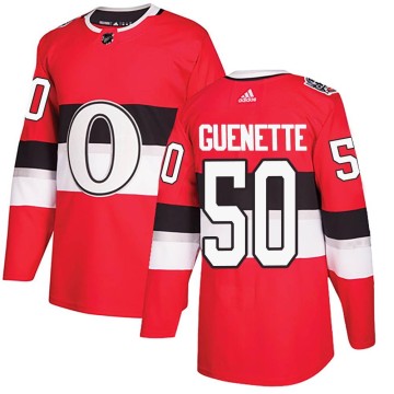 Authentic Adidas Men's Maxence Guenette Ottawa Senators 2017 100 Classic Jersey - Red