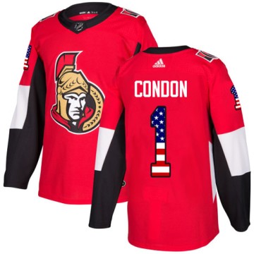 Authentic Adidas Men's Mike Condon Ottawa Senators USA Flag Fashion Jersey - Red