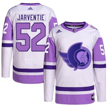 Authentic Adidas Men's Roby Jarventie Ottawa Senators Hockey Fights Cancer Primegreen Jersey - White/Purple