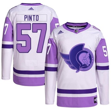 Authentic Adidas Men's Shane Pinto Ottawa Senators Hockey Fights Cancer Primegreen Jersey - White/Purple