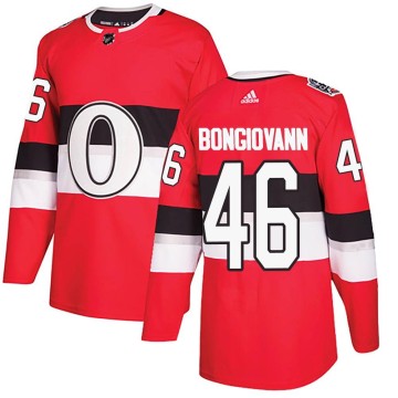 Authentic Adidas Men's Wyatt Bongiovanni Ottawa Senators 2017 100 Classic Jersey - Red