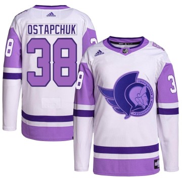 Authentic Adidas Men's Zack Ostapchuk Ottawa Senators Hockey Fights Cancer Primegreen Jersey - White/Purple