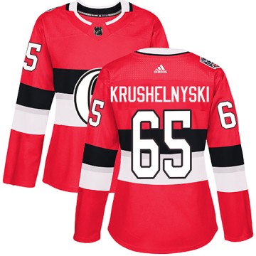 Authentic Adidas Women's Alex Krushelnyski Ottawa Senators 2017 100 Classic Jersey - Red