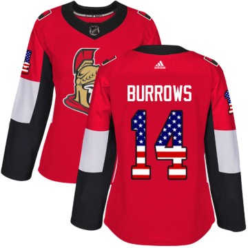 Authentic Adidas Women's Alexandre Burrows Ottawa Senators USA Flag Fashion Jersey - Red