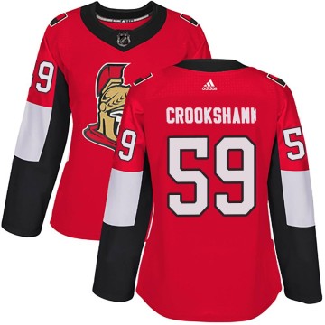 Authentic Adidas Women's Angus Crookshank Ottawa Senators Home Jersey - Red