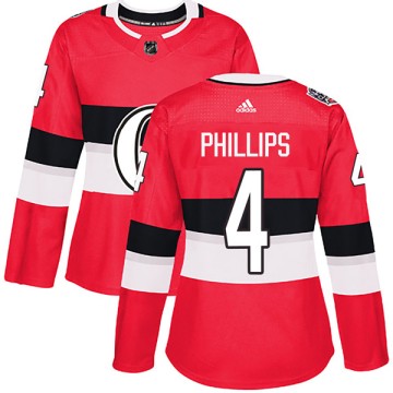 Authentic Adidas Women's Chris Phillips Ottawa Senators 2017 100 Classic Jersey - Red