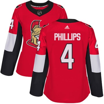 Authentic Adidas Women's Chris Phillips Ottawa Senators Home Jersey - Red