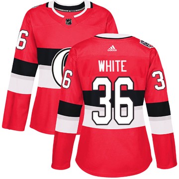 Authentic Adidas Women's Colin White Ottawa Senators Red 2017 100 Classic Jersey - White