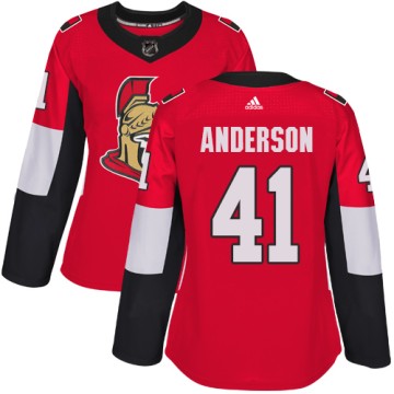 Authentic Adidas Women's Craig Anderson Ottawa Senators Home Jersey - Red