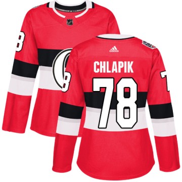 Authentic Adidas Women's Filip Chlapik Ottawa Senators 2017 100 Classic Jersey - Red