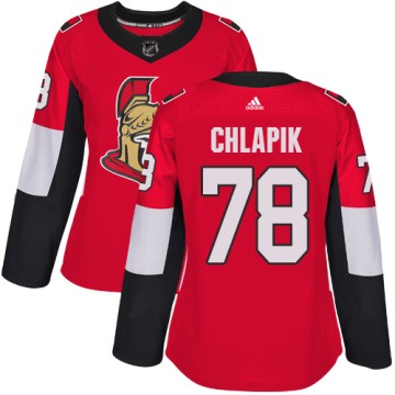 Authentic Adidas Women's Filip Chlapik Ottawa Senators Home Jersey - Red