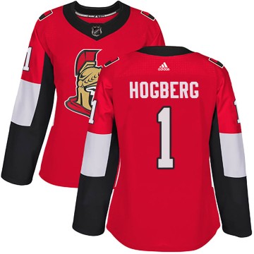 Authentic Adidas Women's Marcus Hogberg Ottawa Senators Home Jersey - Red