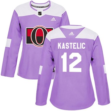 Authentic Adidas Women's Mark Kastelic Ottawa Senators Fights Cancer Practice Jersey - Purple