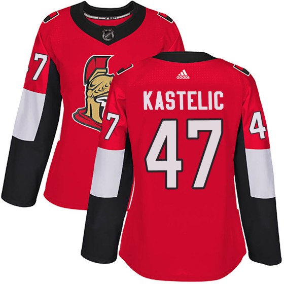 Authentic Adidas Women's Mark Kastelic Ottawa Senators Home Jersey - Red