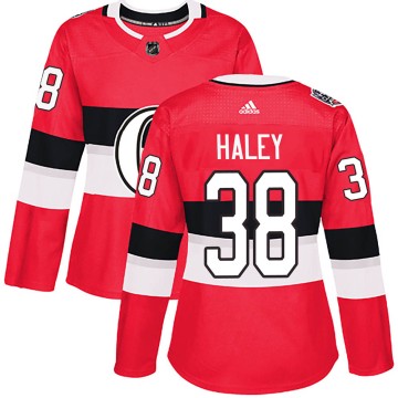 Authentic Adidas Women's Micheal Haley Ottawa Senators 2017 100 Classic Jersey - Red