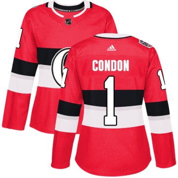 Authentic Adidas Women's Mike Condon Ottawa Senators 2017 100 Classic Jersey - Red