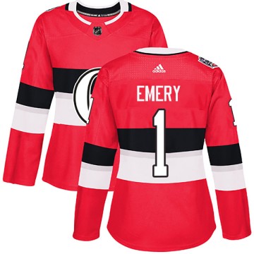 Authentic Adidas Women's Ray Emery Ottawa Senators 2017 100 Classic Jersey - Red