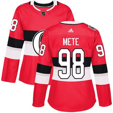 Authentic Adidas Women's Victor Mete Ottawa Senators 2017 100 Classic Jersey - Red