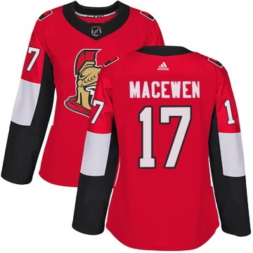 Authentic Adidas Women's Zack MacEwen Ottawa Senators Home Jersey - Red