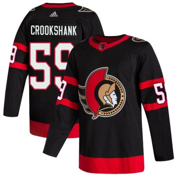 Authentic Adidas Youth Angus Crookshank Ottawa Senators 2020/21 Home Jersey - Black