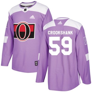 Authentic Adidas Youth Angus Crookshank Ottawa Senators Fights Cancer Practice Jersey - Purple