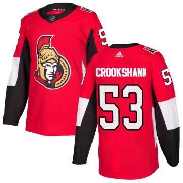 Authentic Adidas Youth Angus Crookshank Ottawa Senators Home Jersey - Red