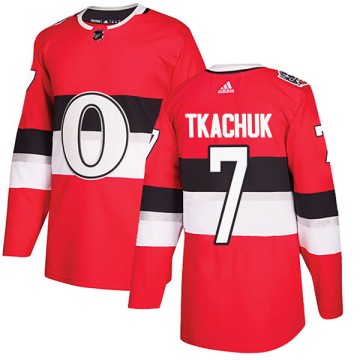 Authentic Adidas Youth Brady Tkachuk Ottawa Senators 2017 100 Classic Jersey - Red