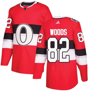 Authentic Adidas Youth Brendan Woods Ottawa Senators 2017 100 Classic Jersey - Red