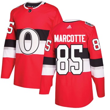 Authentic Adidas Youth Louick Marcotte Ottawa Senators 2017 100 Classic Jersey - Red