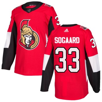 Authentic Adidas Youth Mads Sogaard Ottawa Senators Home Jersey - Red