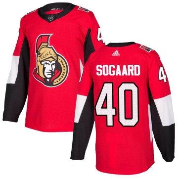 Authentic Adidas Youth Mads Sogaard Ottawa Senators Home Jersey - Red