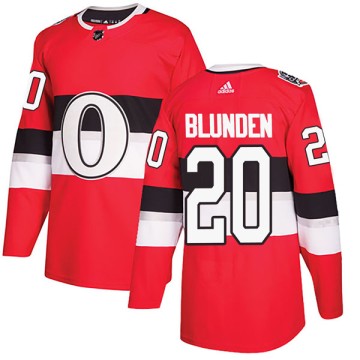 Authentic Adidas Youth Mike Blunden Ottawa Senators 2017 100 Classic Jersey - Red