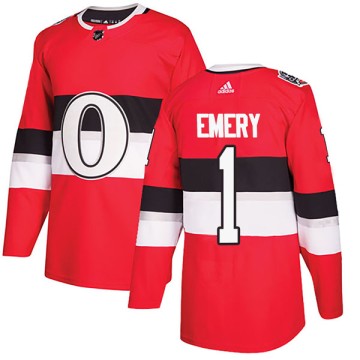 Authentic Adidas Youth Ray Emery Ottawa Senators 2017 100 Classic Jersey - Red