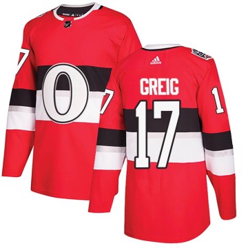 Authentic Adidas Youth Ridly Greig Ottawa Senators 2017 100 Classic Jersey - Red