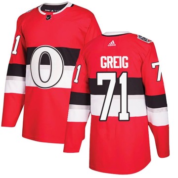 Authentic Adidas Youth Ridly Greig Ottawa Senators 2017 100 Classic Jersey - Red