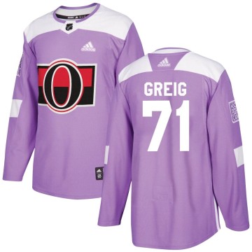 Authentic Adidas Youth Ridly Greig Ottawa Senators Fights Cancer Practice Jersey - Purple