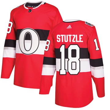 Authentic Adidas Youth Tim Stutzle Ottawa Senators 2017 100 Classic Jersey - Red