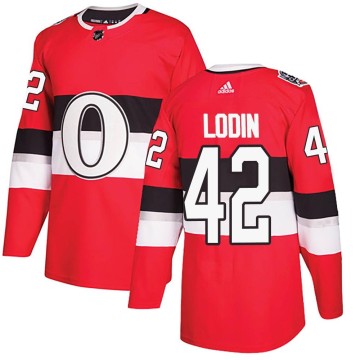 Authentic Adidas Youth Viktor Lodin Ottawa Senators 2017 100 Classic Jersey - Red