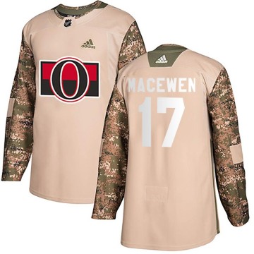 Authentic Adidas Youth Zack MacEwen Ottawa Senators Veterans Day Practice Jersey - Camo